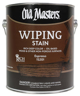 Old Masters 15201 Wiping Stain, Clear, Espresso, Liquid, 1 gal